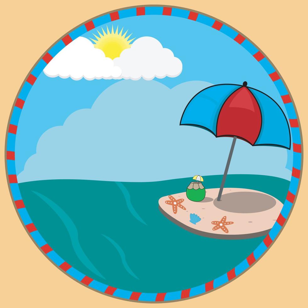 ilustración vectorial de la isla en el mar, tema de horario de verano vector