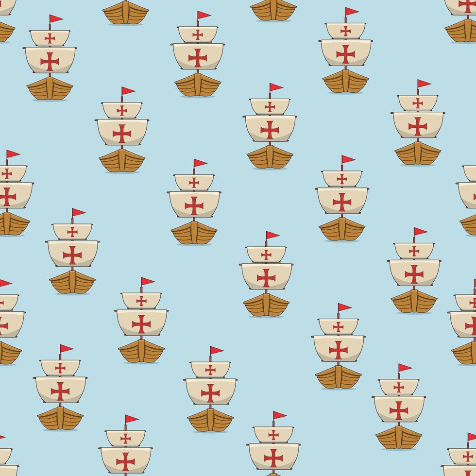 Happy Columbus Day America With Ship Design Pattern Background vector