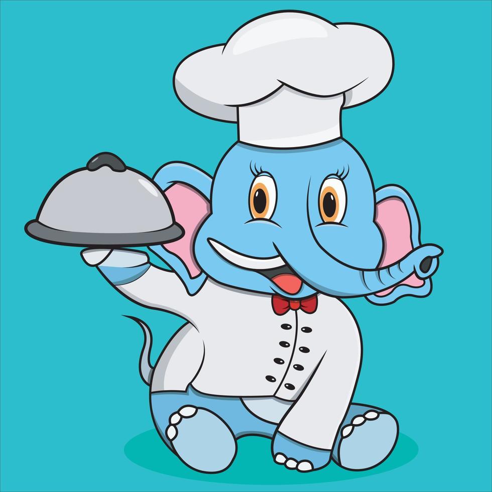 Character Elephant With Chef Custom vector