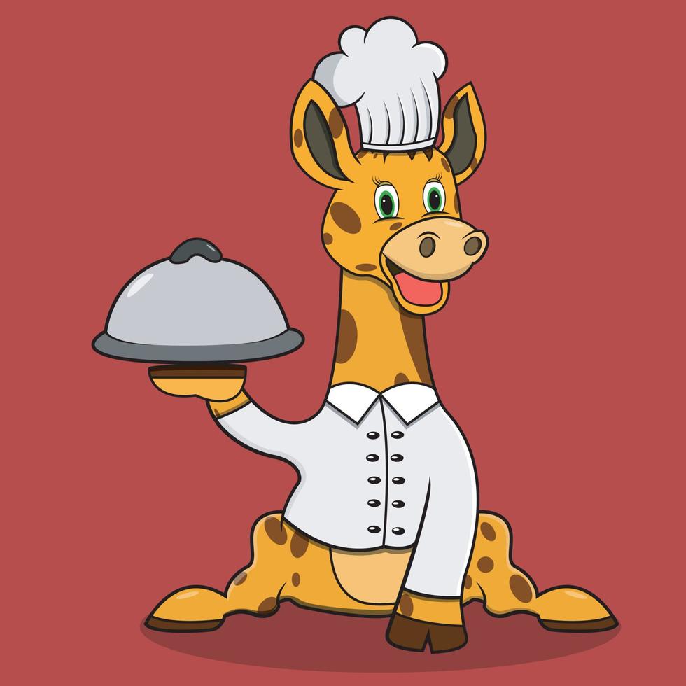 personaje jirafa con chef personalizado vector