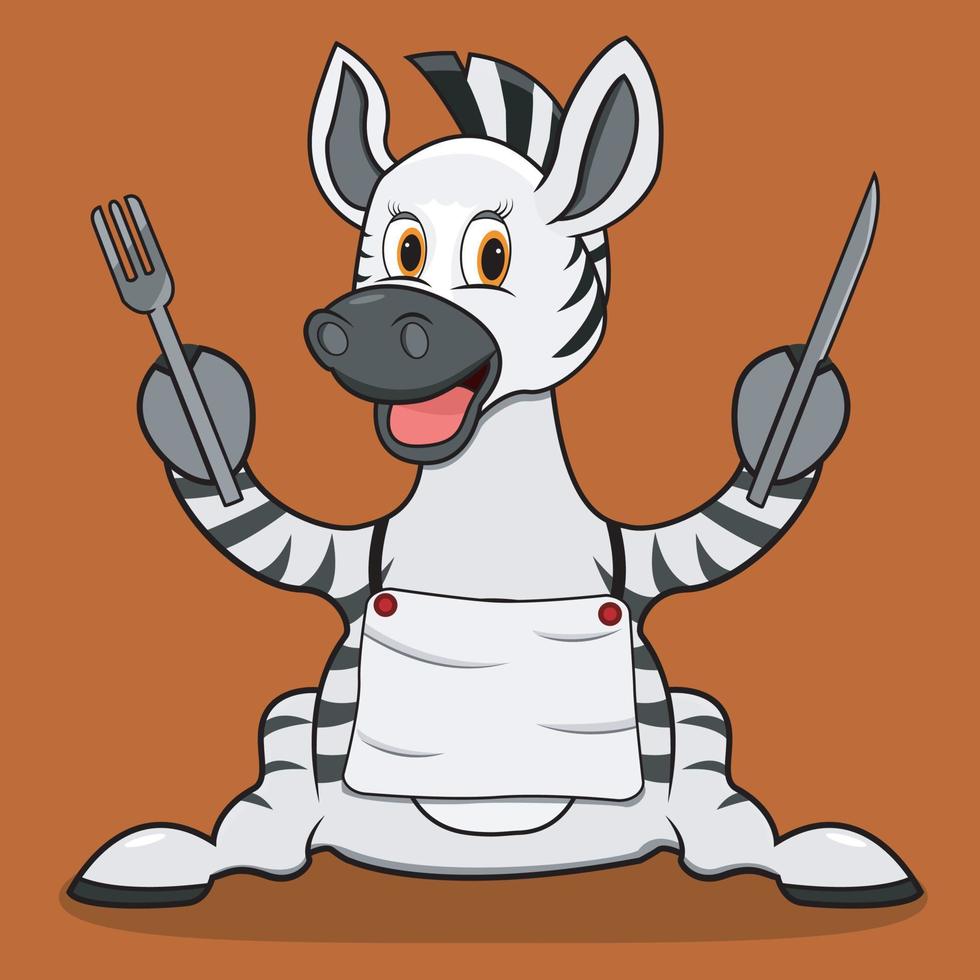 Character Zebra Ready For Eat Food vector