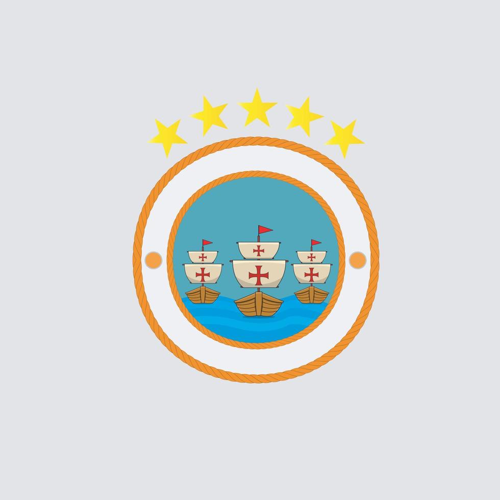 Happy Columbus Day America With Three ship design On Rope vector
