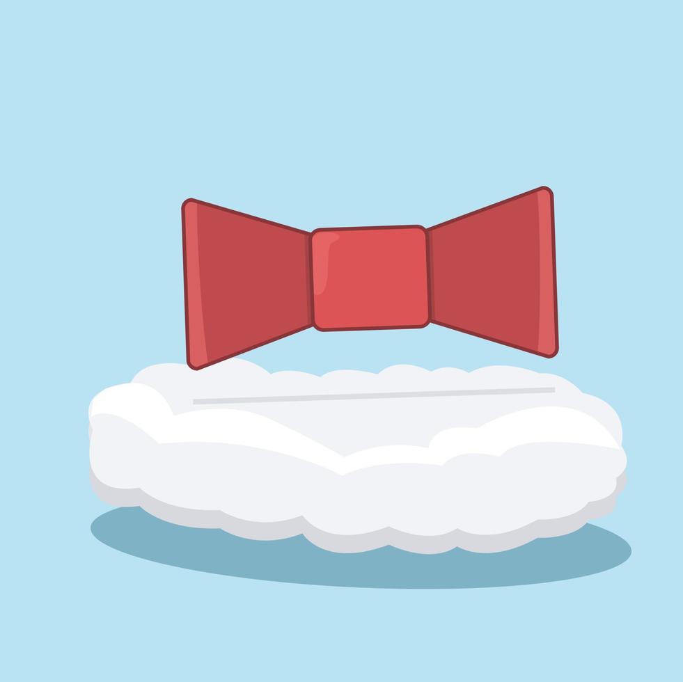 Icon Red Tie on Clouds and Blue Color Background vector