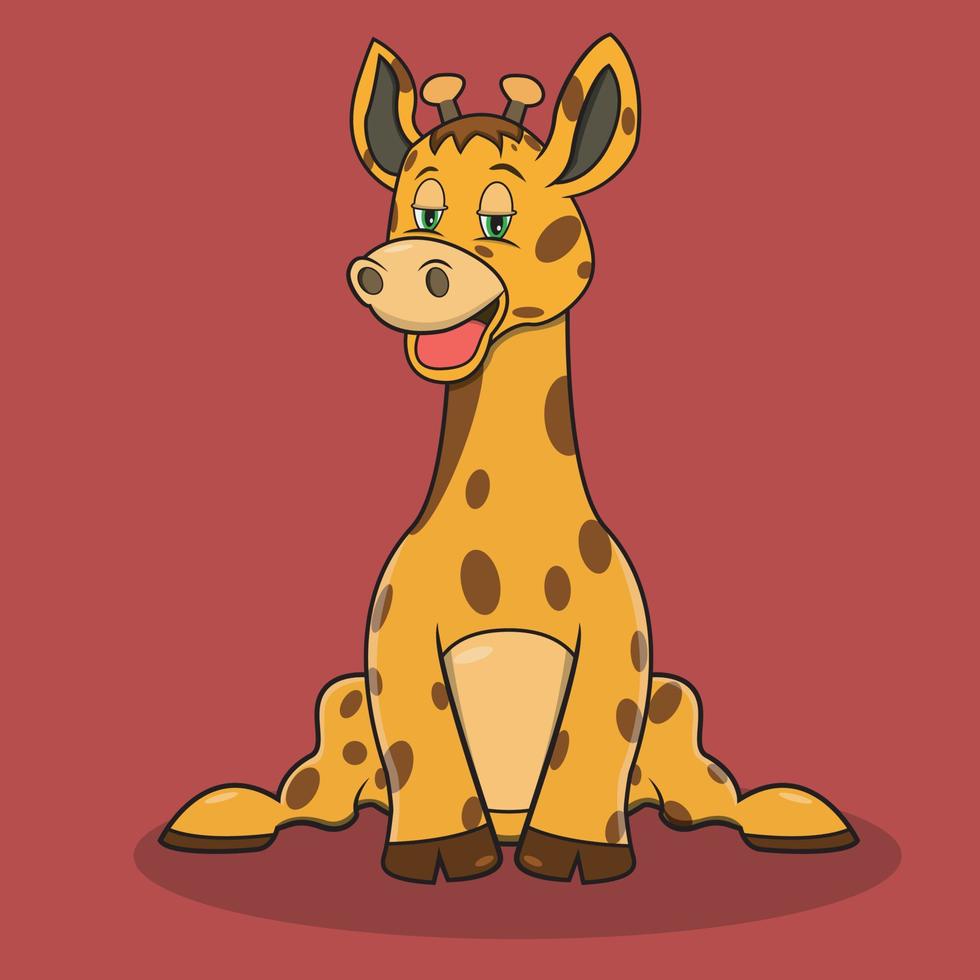 Character Giraffe With Relax Expression vector