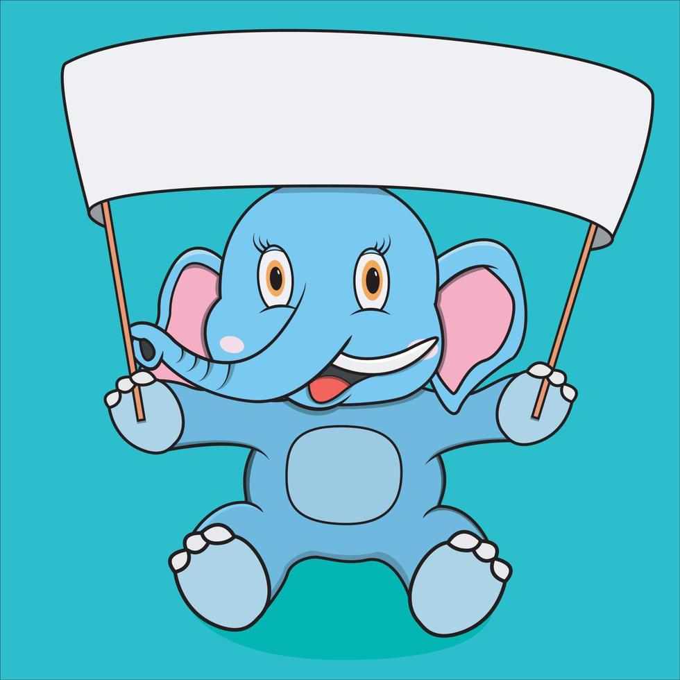 Character Elephant With Big Blank White  Banner vector