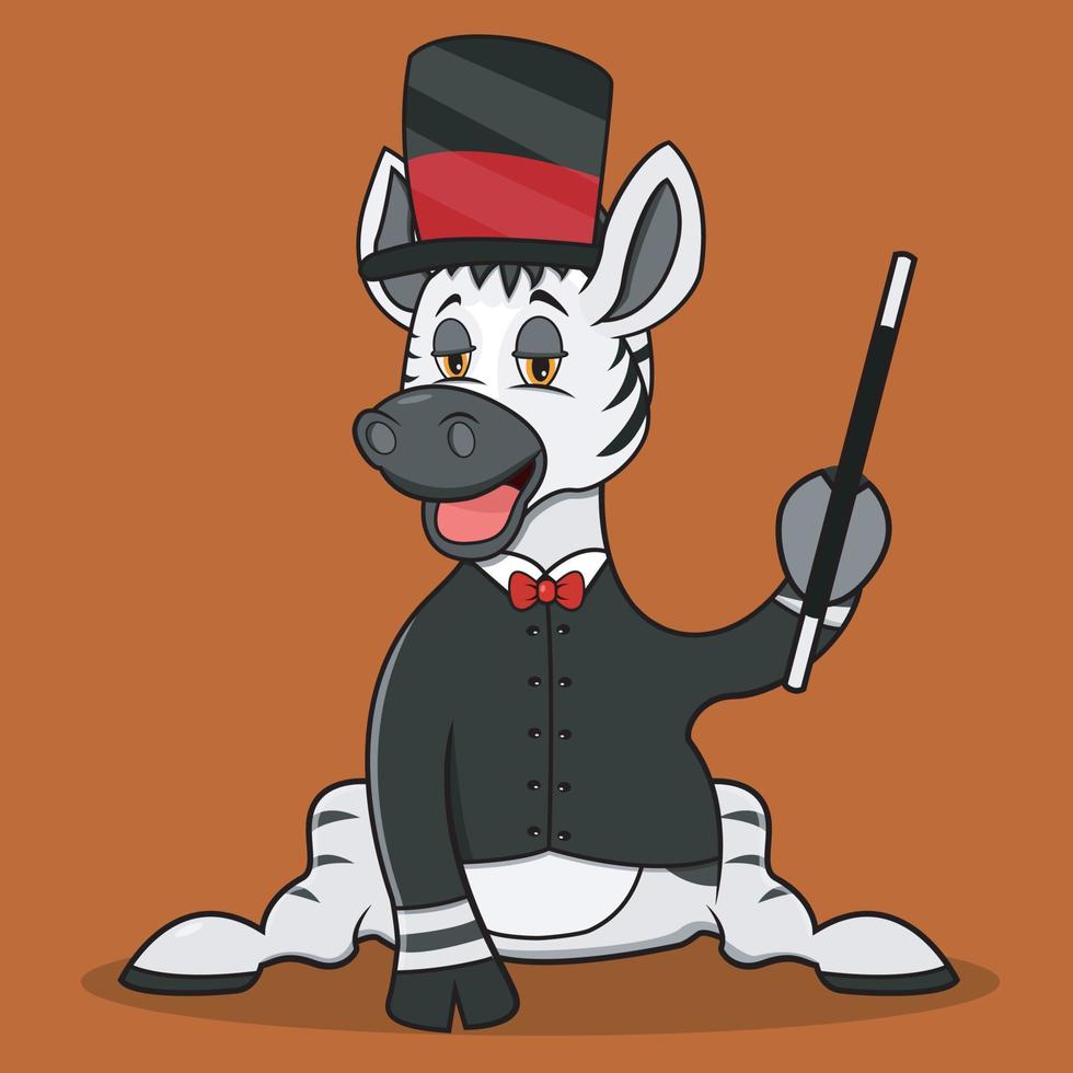 Character Zebra With Magician Custom and Relax Expression vector