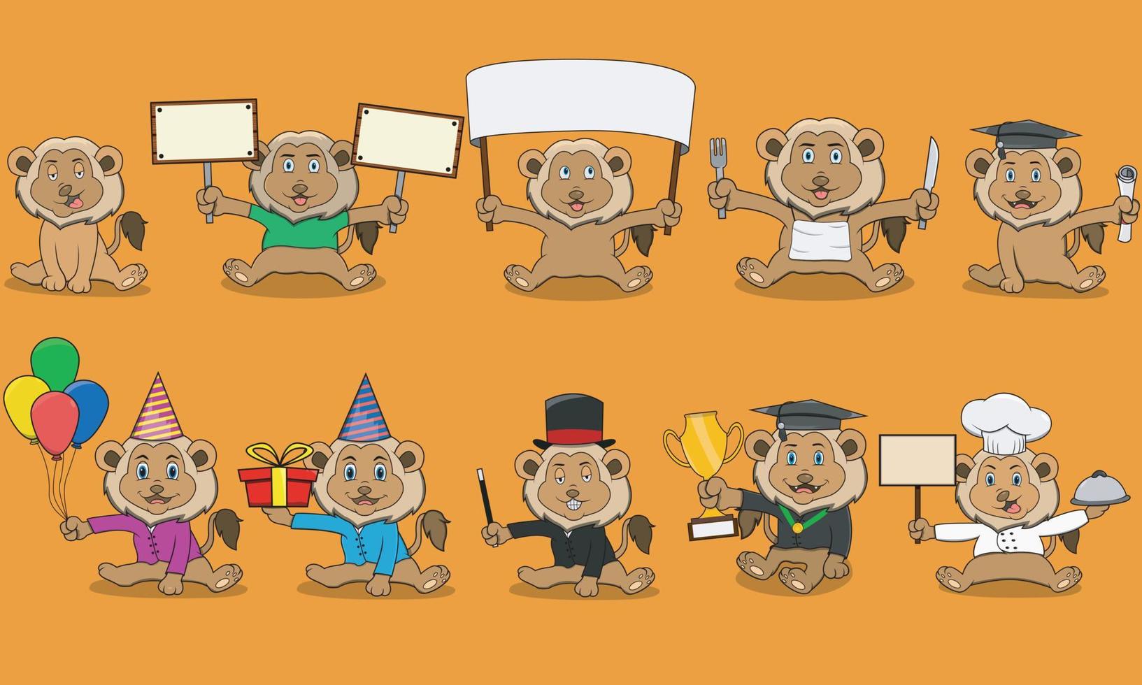 Ten Model Character Lion For Illustrations vector
