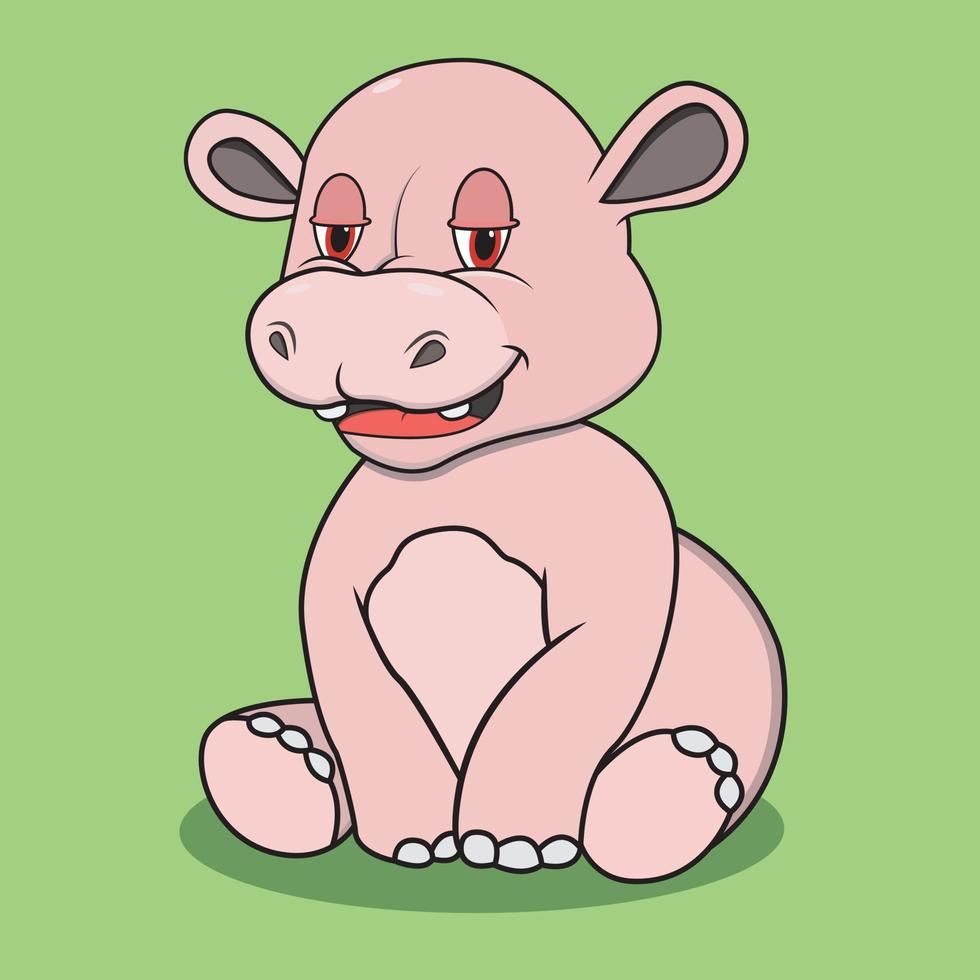 Character Hippopotamus With Relax Expression vector