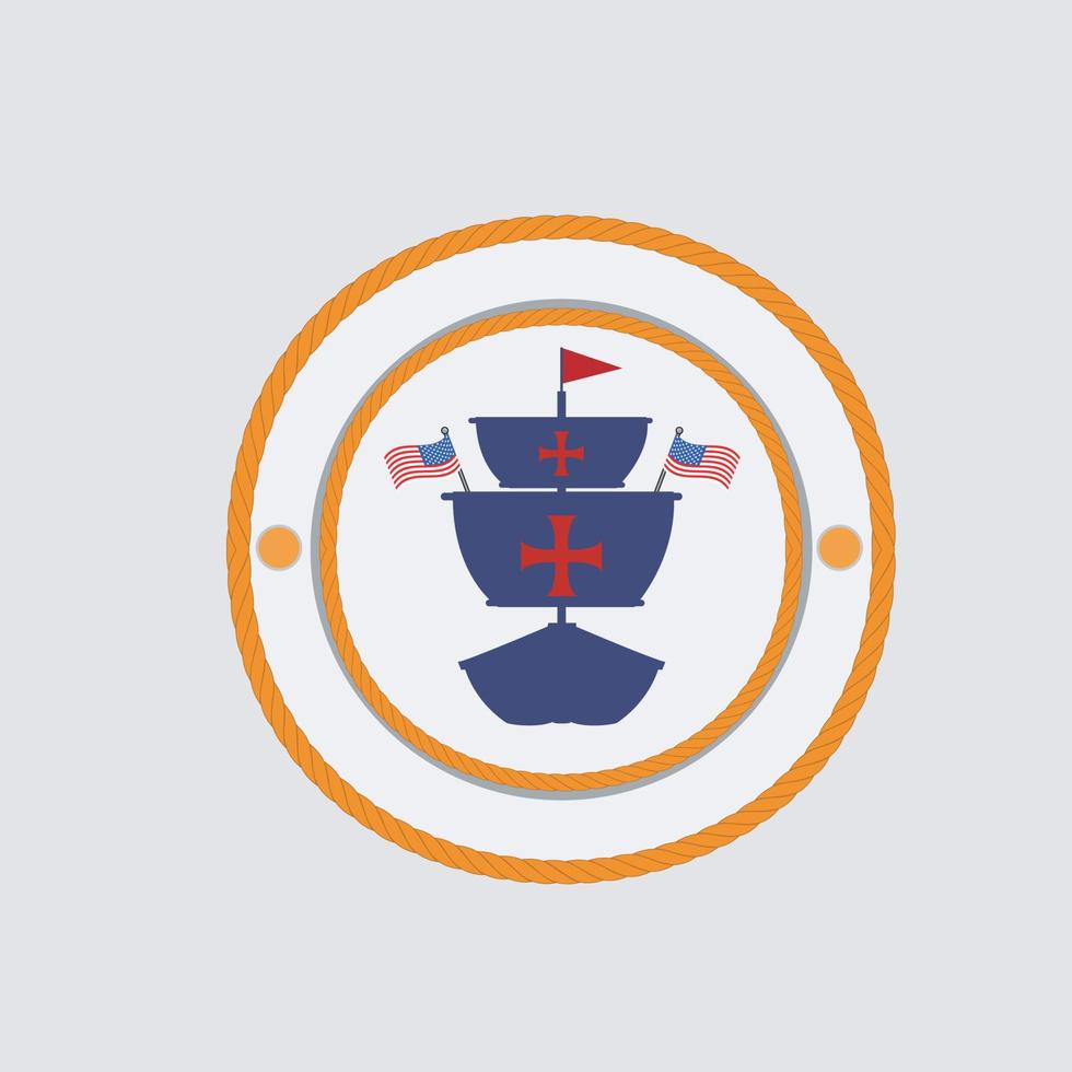 Happy Columbus Day America With Ship Design on Rope vector
