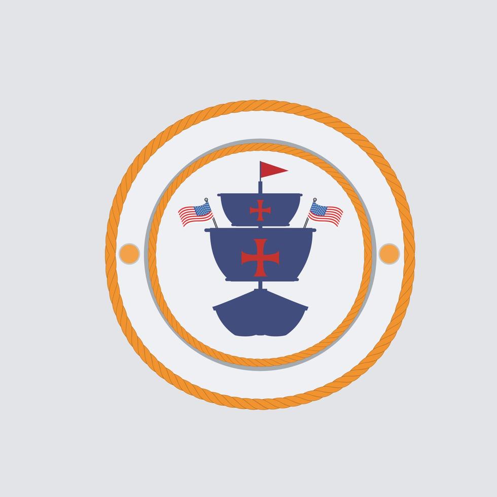 feliz día de colón américa con diseño de barco en cuerda vector