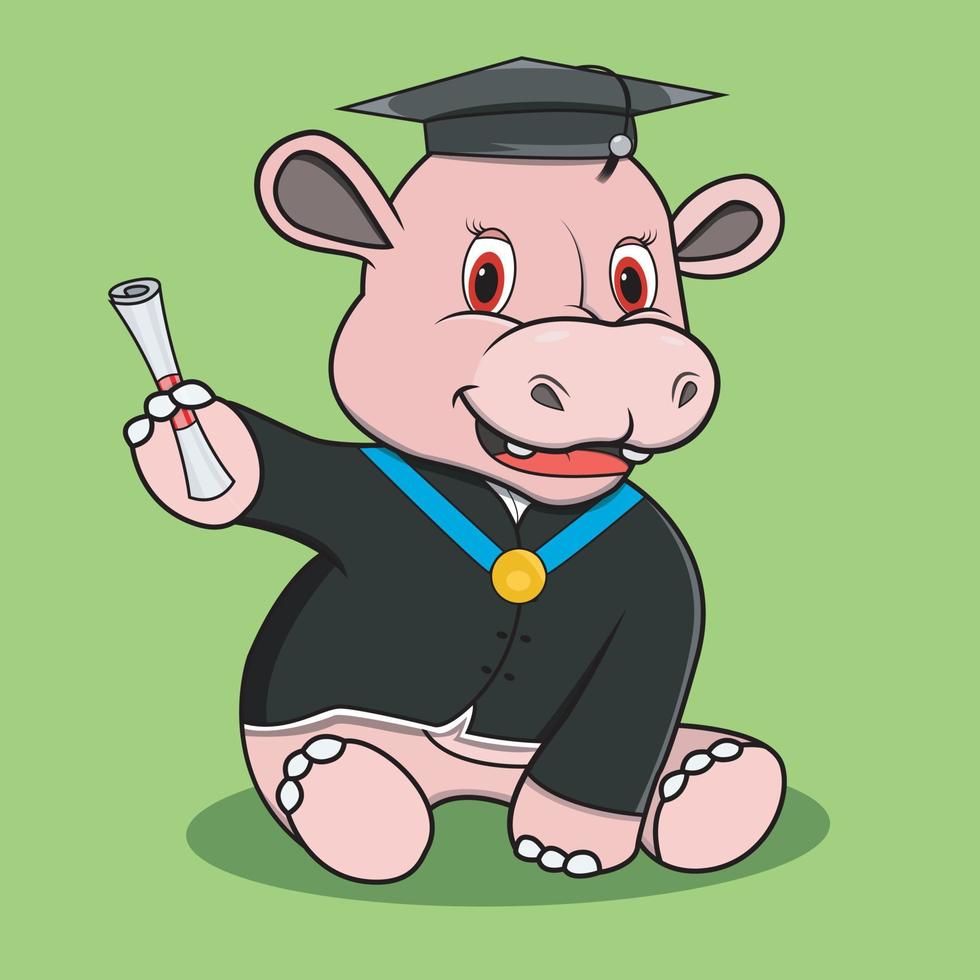 personaje hipopótamo con graduación personalizada vector