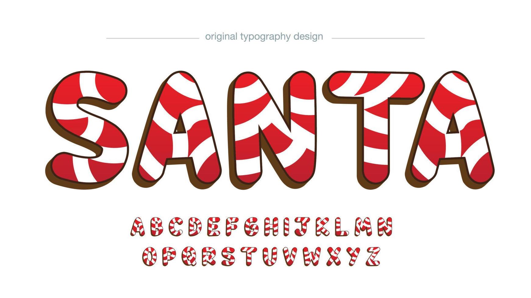 Candy canes cartoon christmas letters font typography vector