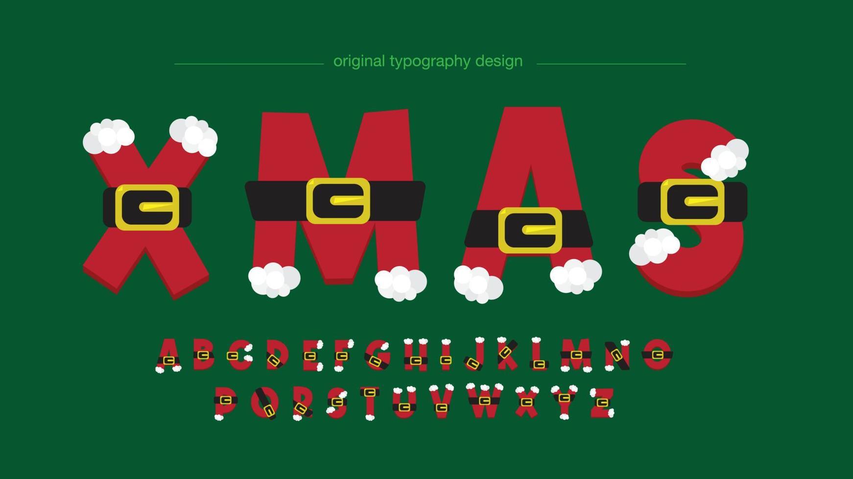 tipografía de letras decorativas de cinturón de santa rojo y negro vector