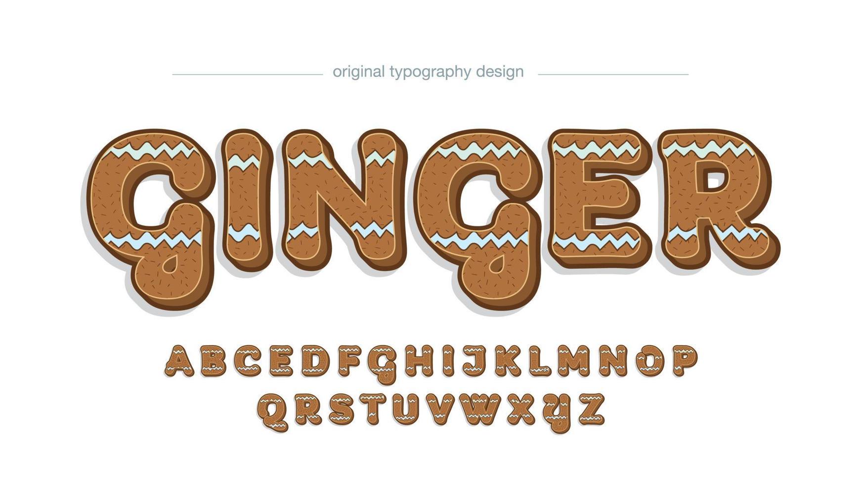 Gingerbread decorative christmas letters typography vector