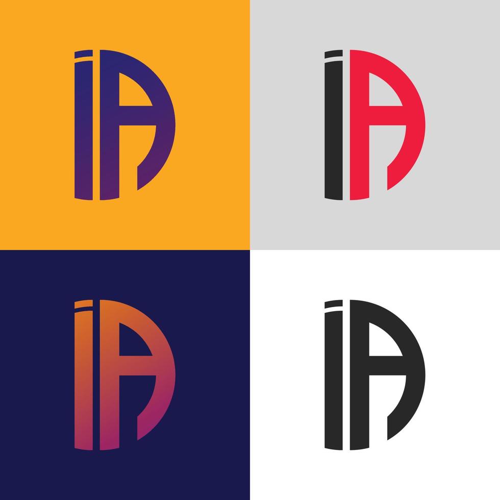 IA letter logo vector template Creative modern shape colorful monogram Circle logo company logo grid logo