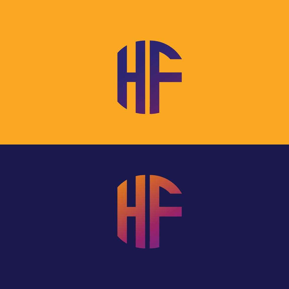Plantilla de vector de logotipo de letra hf forma moderna creativa colorido monograma logotipo de círculo logotipo de la empresa logotipo de cuadrícula