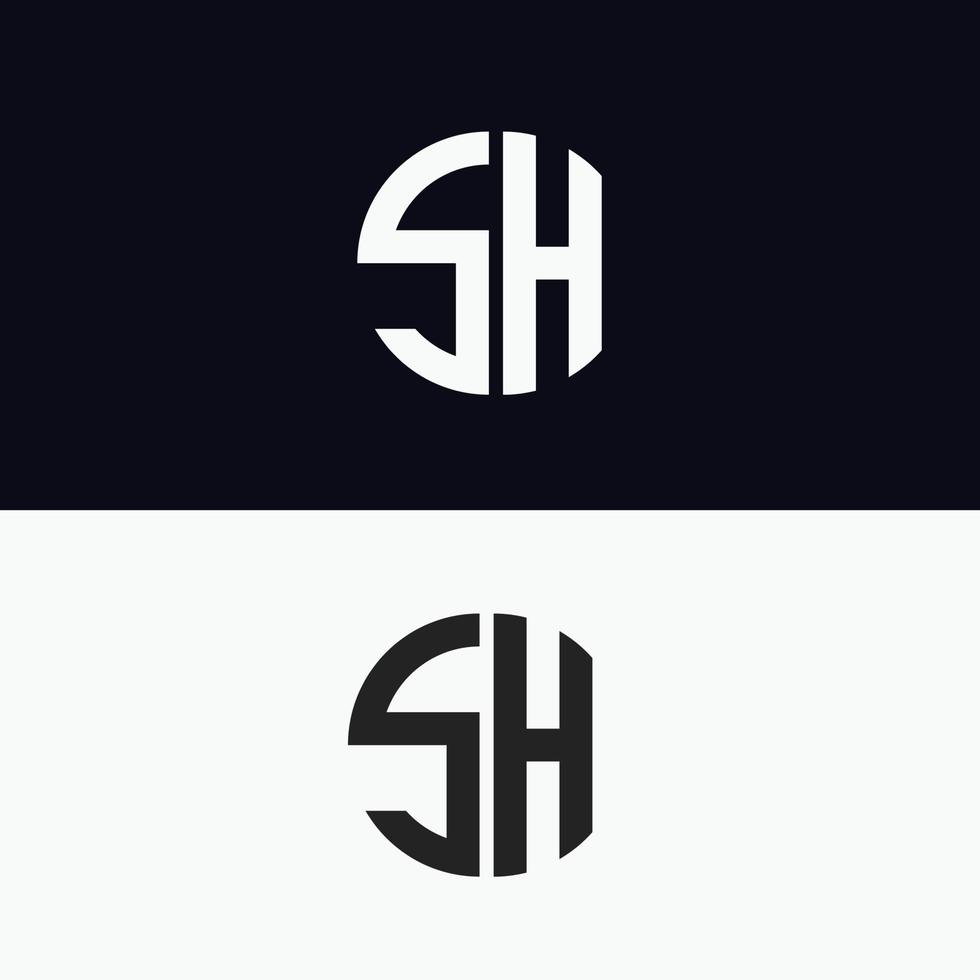 SH letter logo vector template Creative modern shape colorful monogram Circle logo company logo grid logo