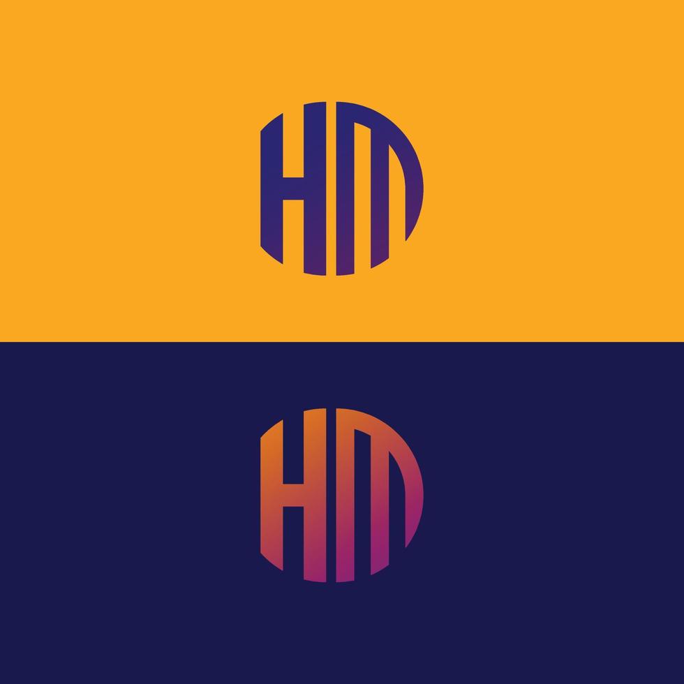 hm carta logo vector plantilla creativa forma moderna colorido monograma círculo logo empresa logo cuadrícula logo