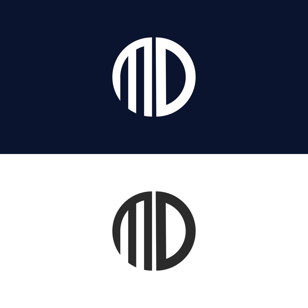 Plantilla de vector de logotipo de letra md forma moderna creativa colorido monograma logotipo de círculo logotipo de la empresa logotipo de cuadrícula