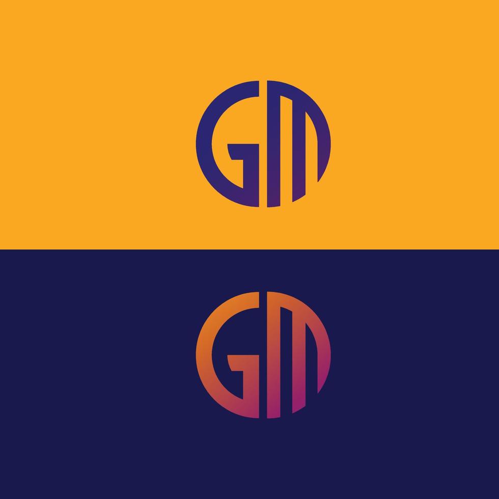 Plantilla de vector de logotipo de letra gm forma moderna creativa colorido monograma logotipo de círculo logotipo de la empresa logotipo de cuadrícula