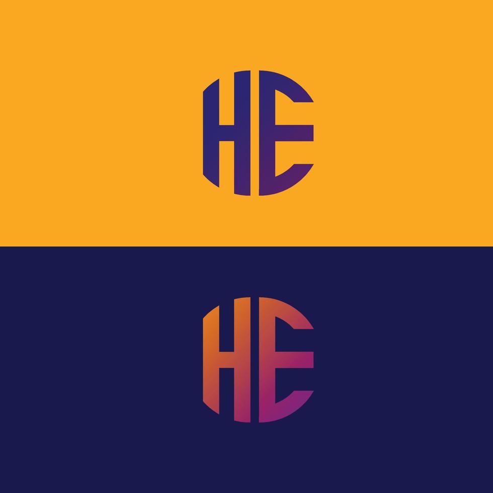 HE letter logo vector template Creative modern shape colorful monogram Circle logo company logo grid logo