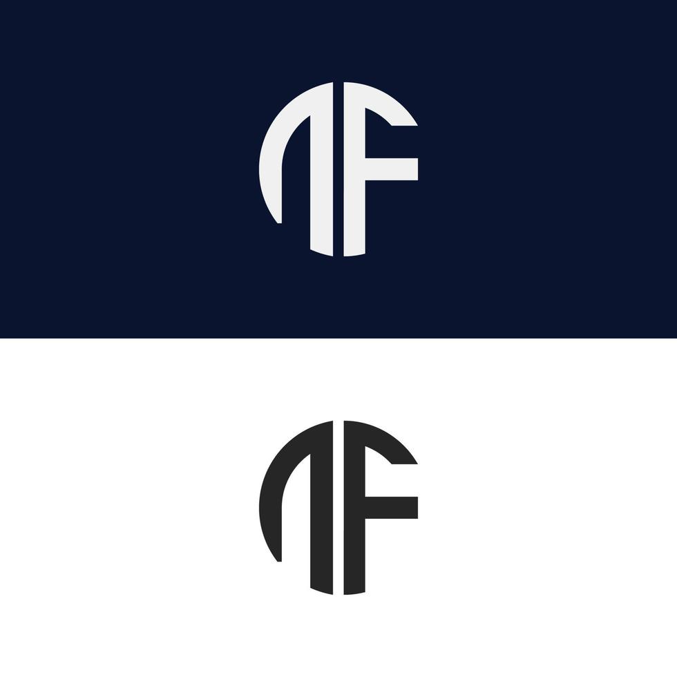 Plantilla de vector de logotipo de letra nf forma moderna creativa colorido monograma logotipo de círculo logotipo de la empresa logotipo de cuadrícula