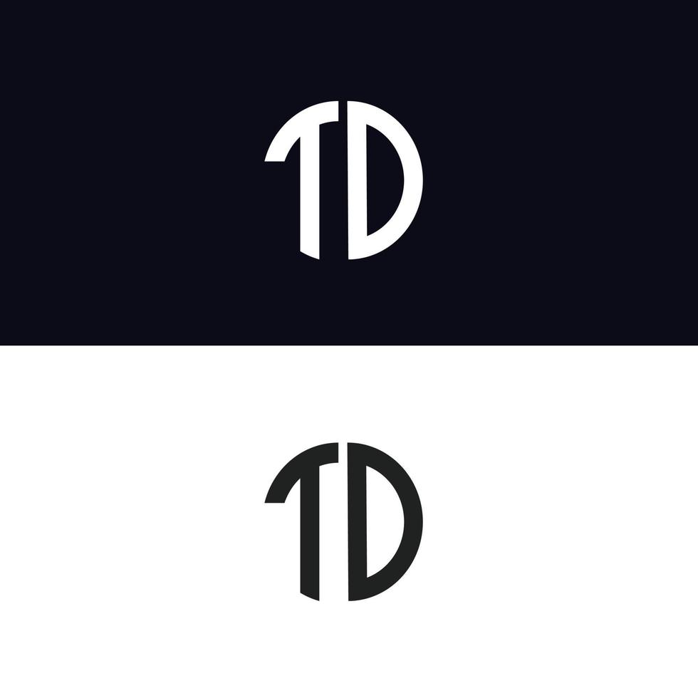 td carta logo vector plantilla creativa forma moderna colorido monograma círculo logo empresa logo cuadrícula logo