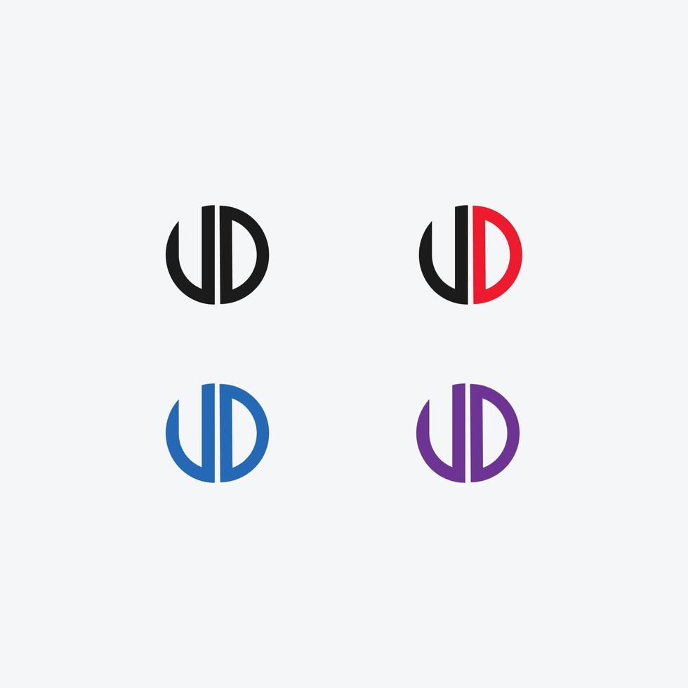 ud carta logo vector plantilla creativa forma moderna colorido monograma círculo logo empresa logo cuadrícula logo