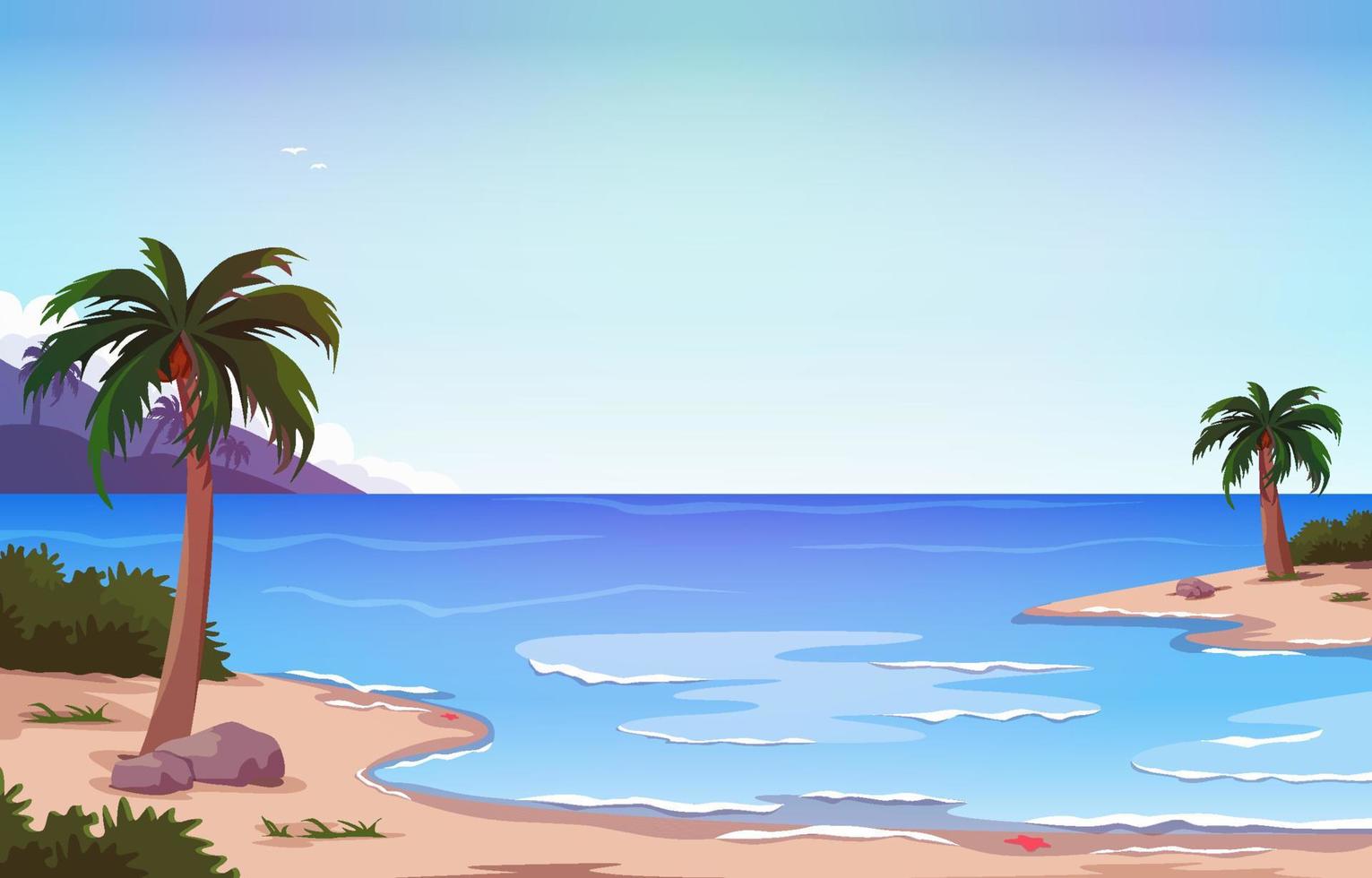 árbol de coco, playa, mar, vacaciones, vacaciones, verano tropical, vector, ilustración vector
