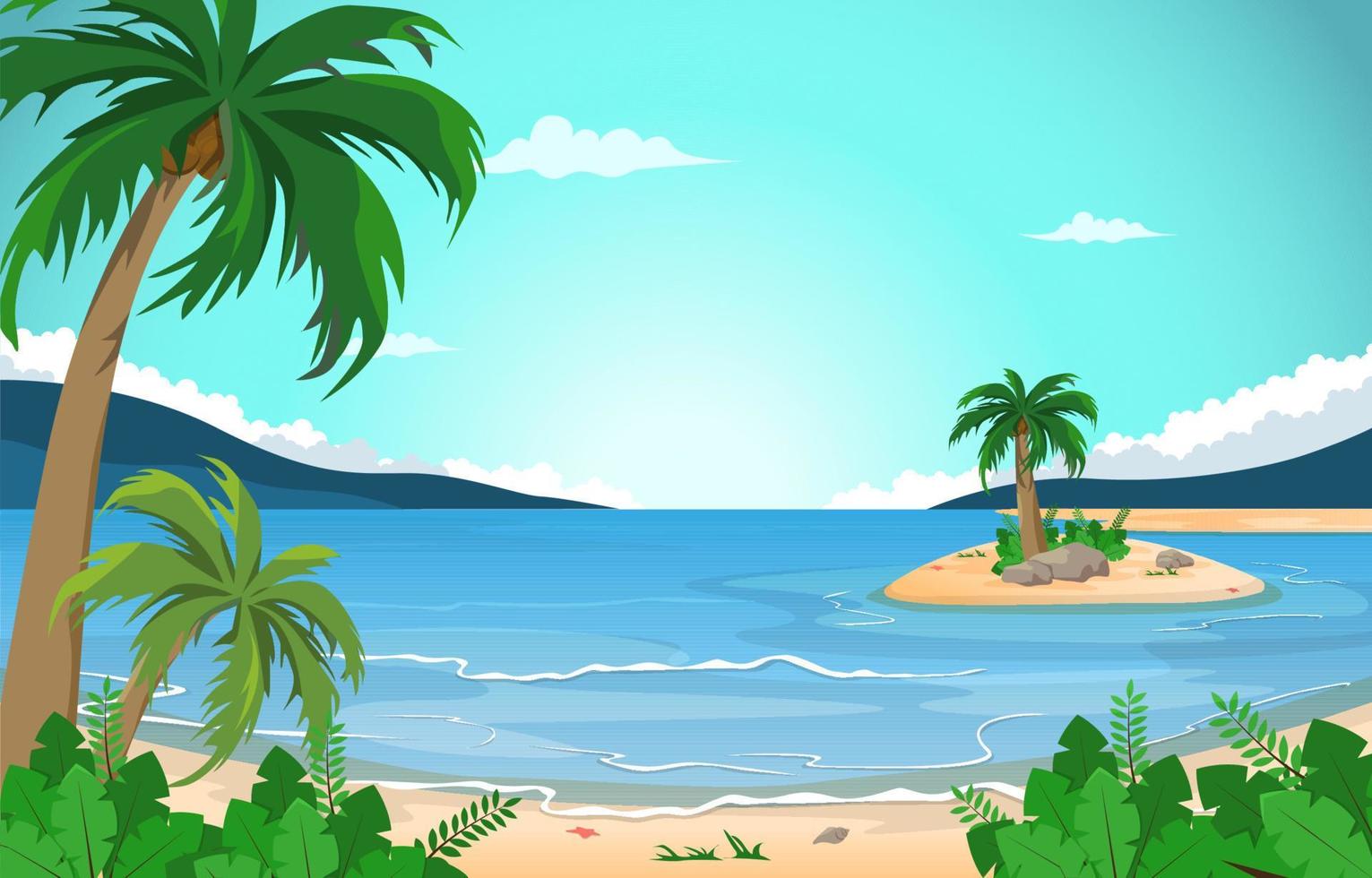 Isla playa mar vacaciones vacaciones verano tropical ilustración vectorial vector