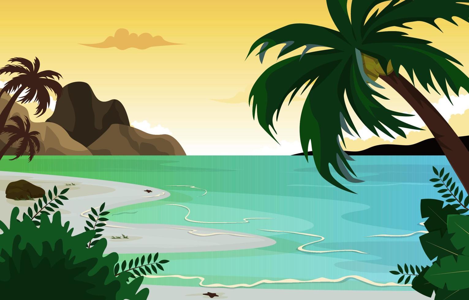 Isla playa mar vacaciones vacaciones verano tropical ilustración vectorial vector