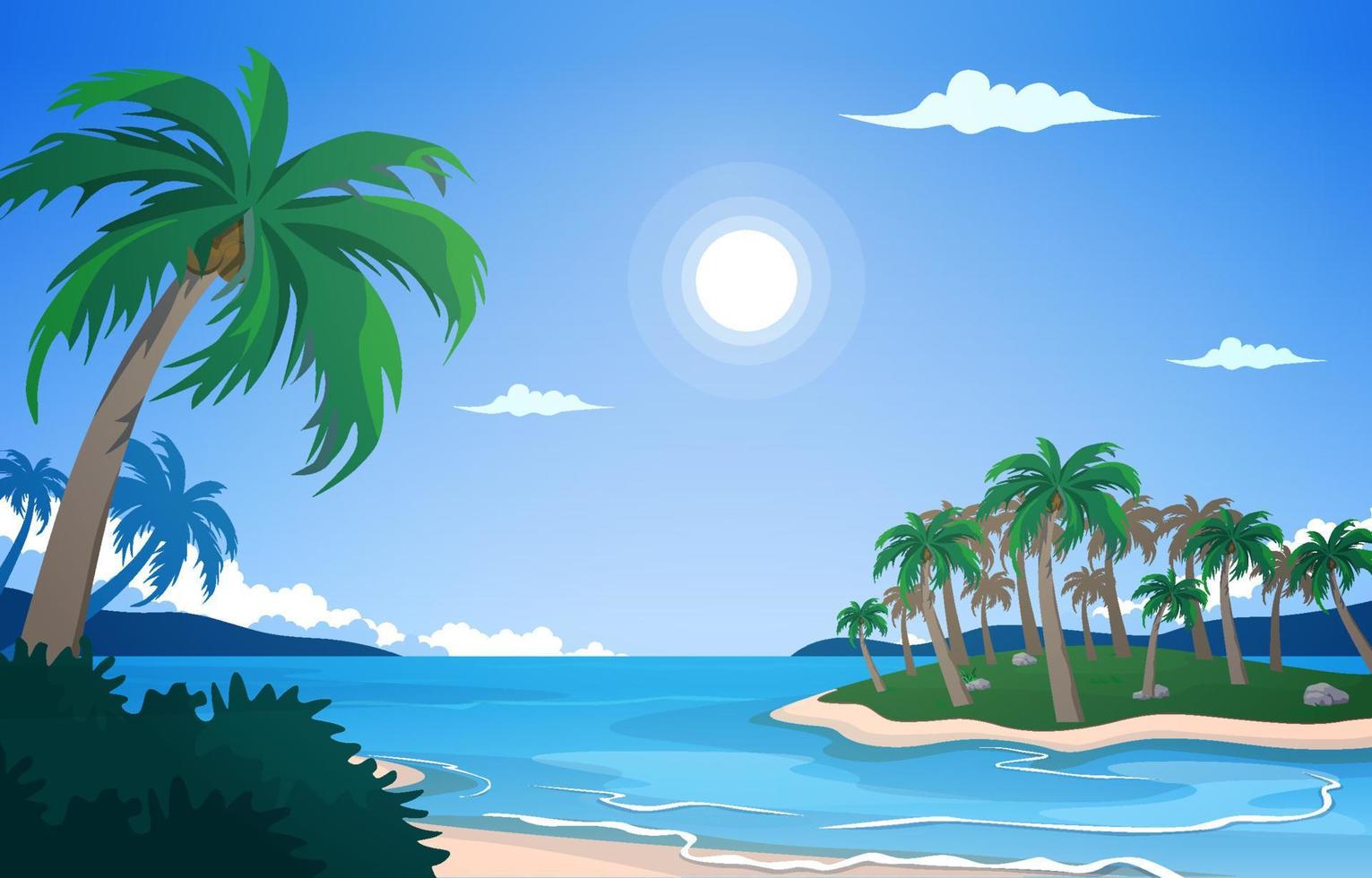 Island Beach Sea Vacation Holiday Tropical Summer Vector Illustration