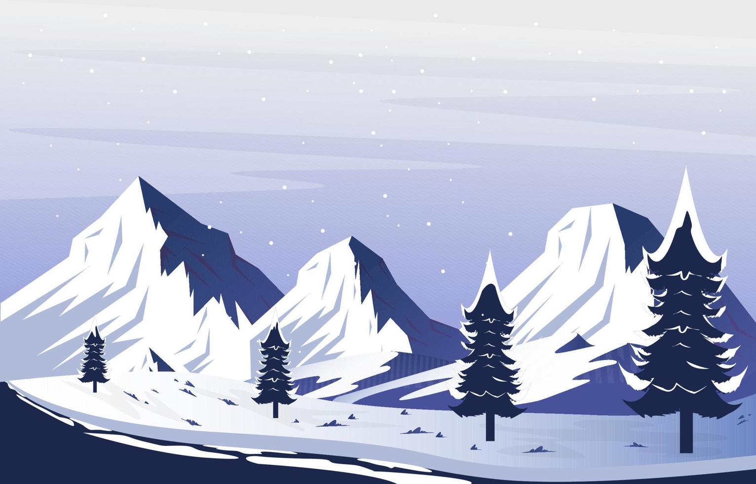 carretera nieve montaña congelado hielo naturaleza paisaje aventura ilustración vector