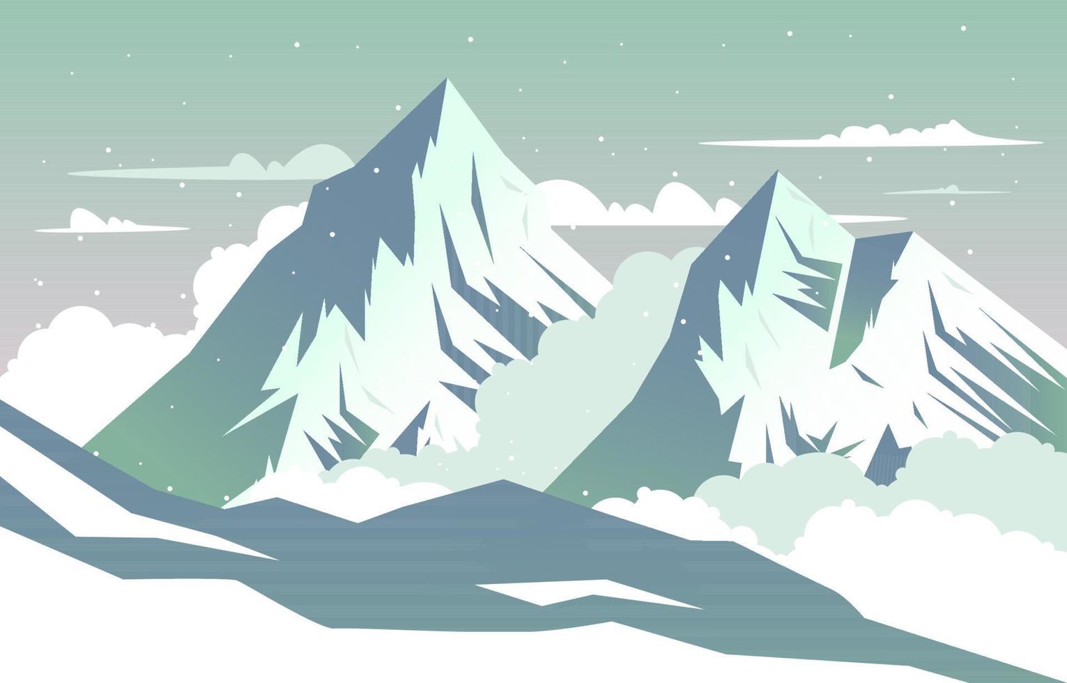 nieve alto pico montaña congelado hielo naturaleza paisaje aventura ilustración vector