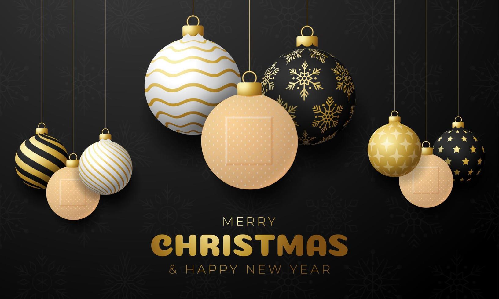 Healthy Christmas and happy new year coronavirus ball banner. Creative concept Christmas events and holidays during a pandemic with cross medical plaster Vector illustration. Covid-19 prevention