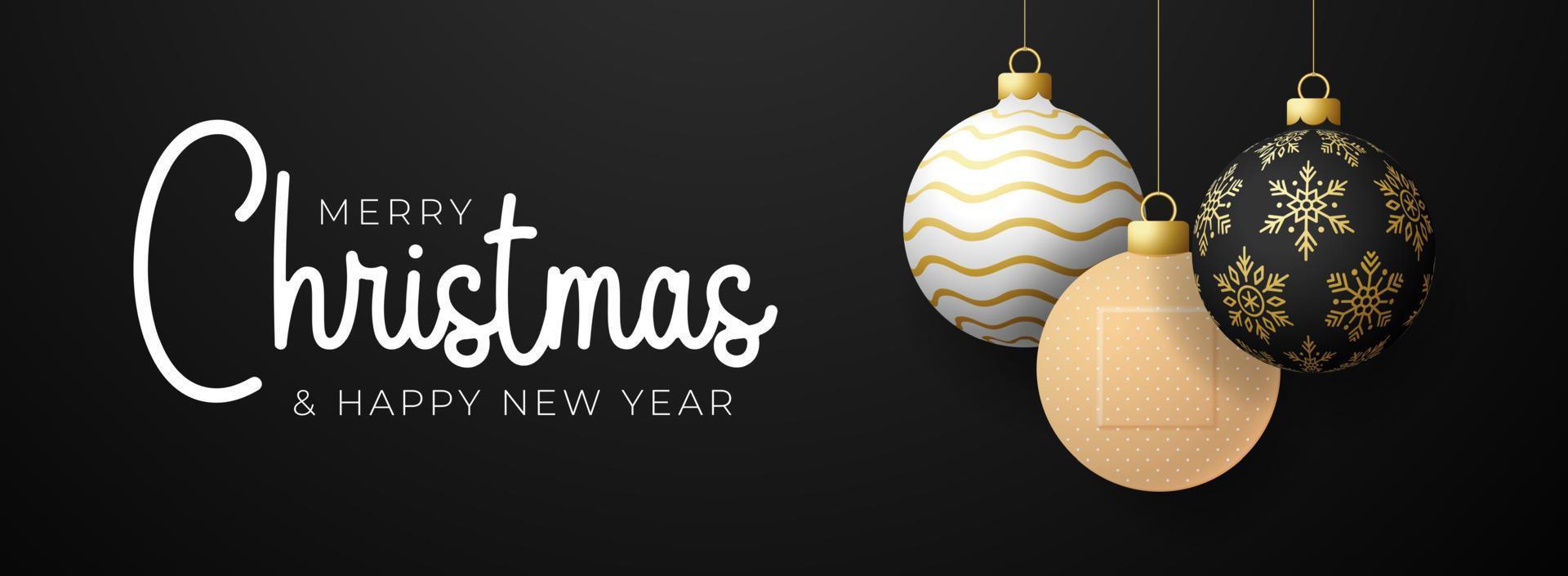 Healthy Christmas and happy new year coronavirus ball banner. Creative concept Christmas events and holidays during a pandemic with cross medical plaster Vector illustration. Covid-19 prevention