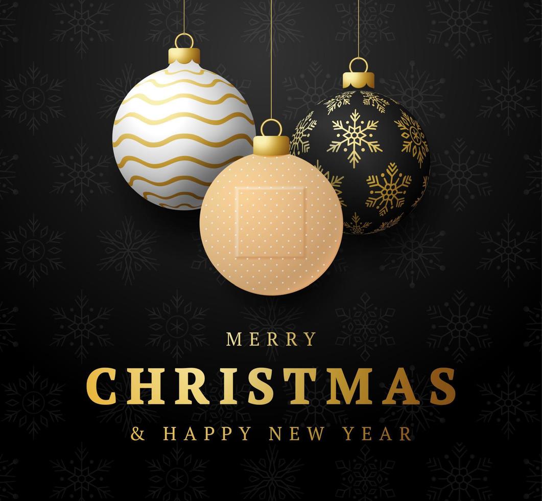 Healthy Christmas and happy new year coronavirus ball banner. Creative concept Christmas events and holidays during a pandemic with cross medical plaster Vector illustration. Covid-19 prevention