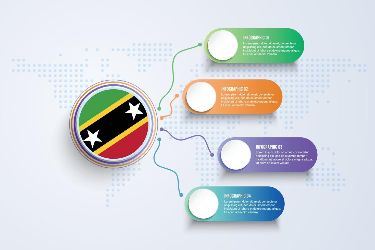 Saba Flag with Infographic Design isolated on Dot World map vector