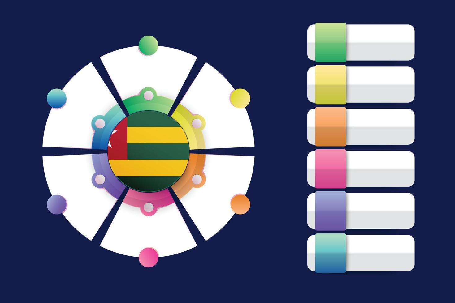 Togo Flag with Infographic Design Incorporate with divided round shape vector