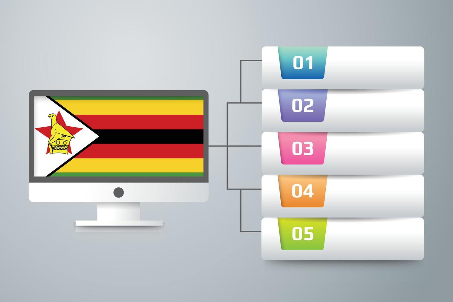 Zimbabwe Flag with Infographic Design Incorporate with Computer Monitor vector