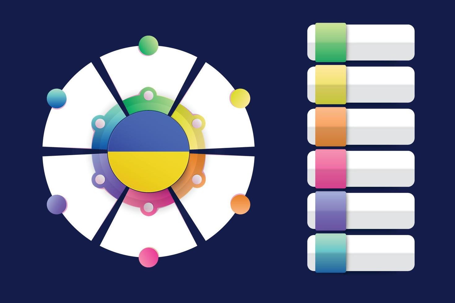 Bandera de Ucrania con diseño infográfico incorporado con forma redonda dividida vector