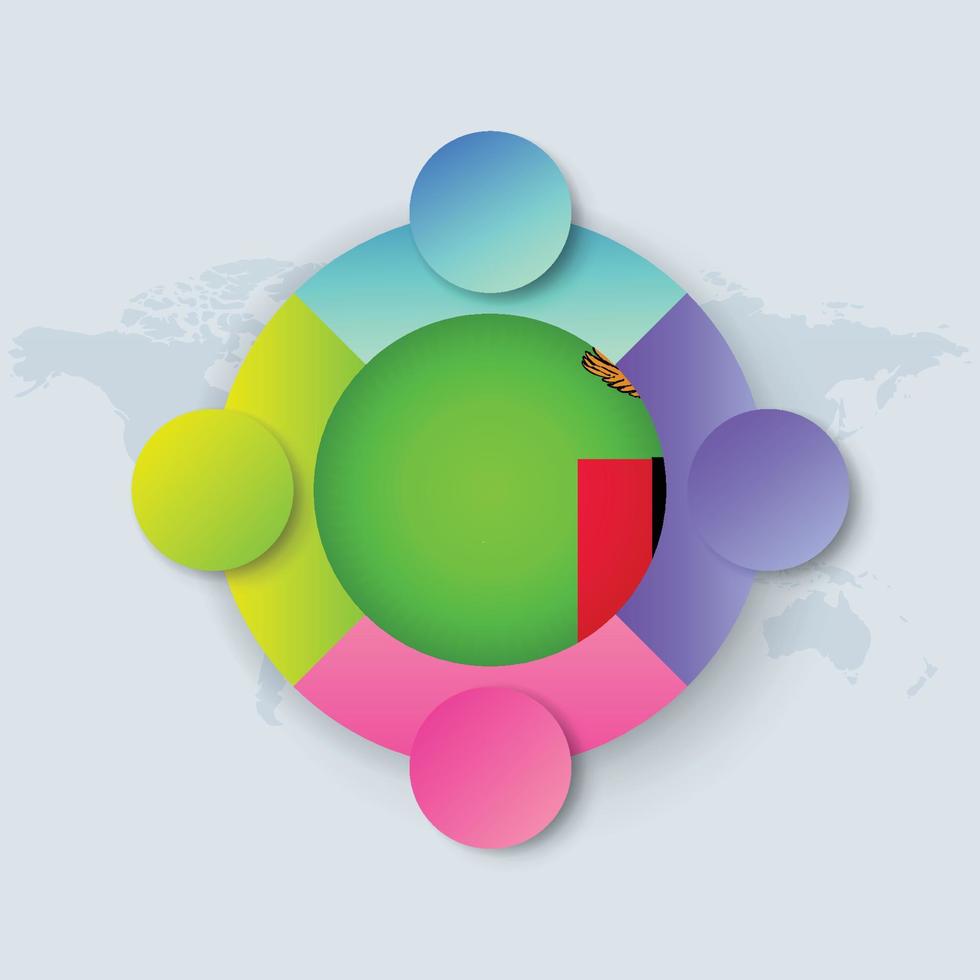 Zambia Flag with Infographic Design isolated on World map vector