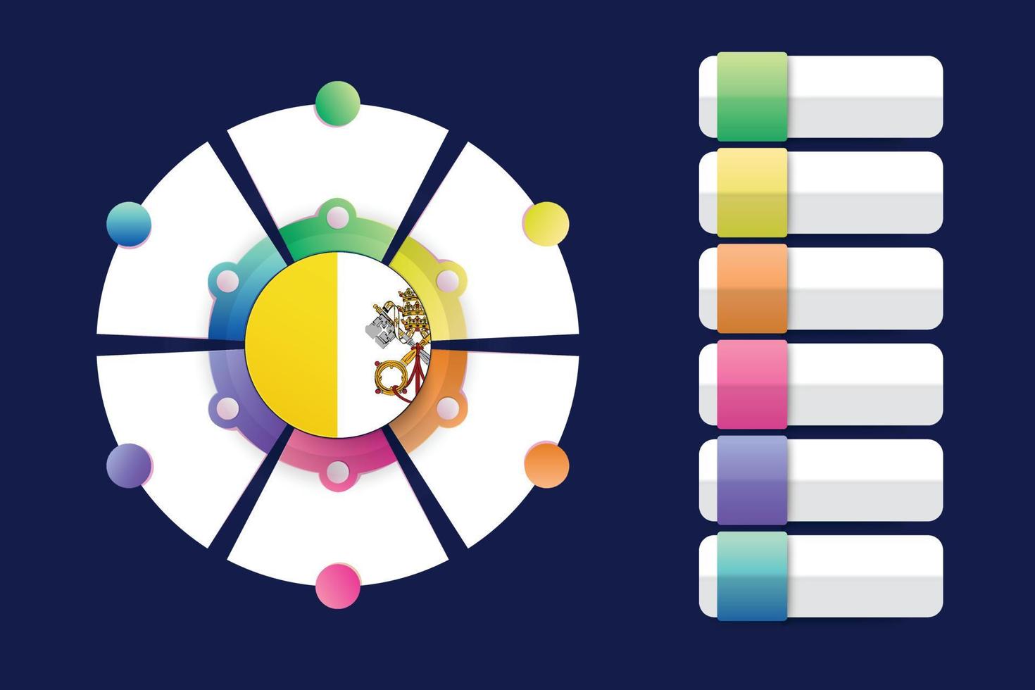 bandera de la ciudad del vaticano con diseño infográfico incorporado con forma redonda dividida vector