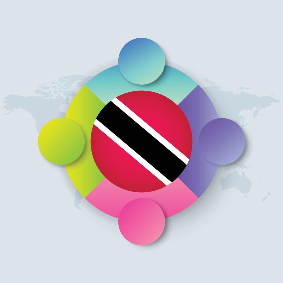 Trinidad and Tobago Flag with Infographic Design isolated on World map vector