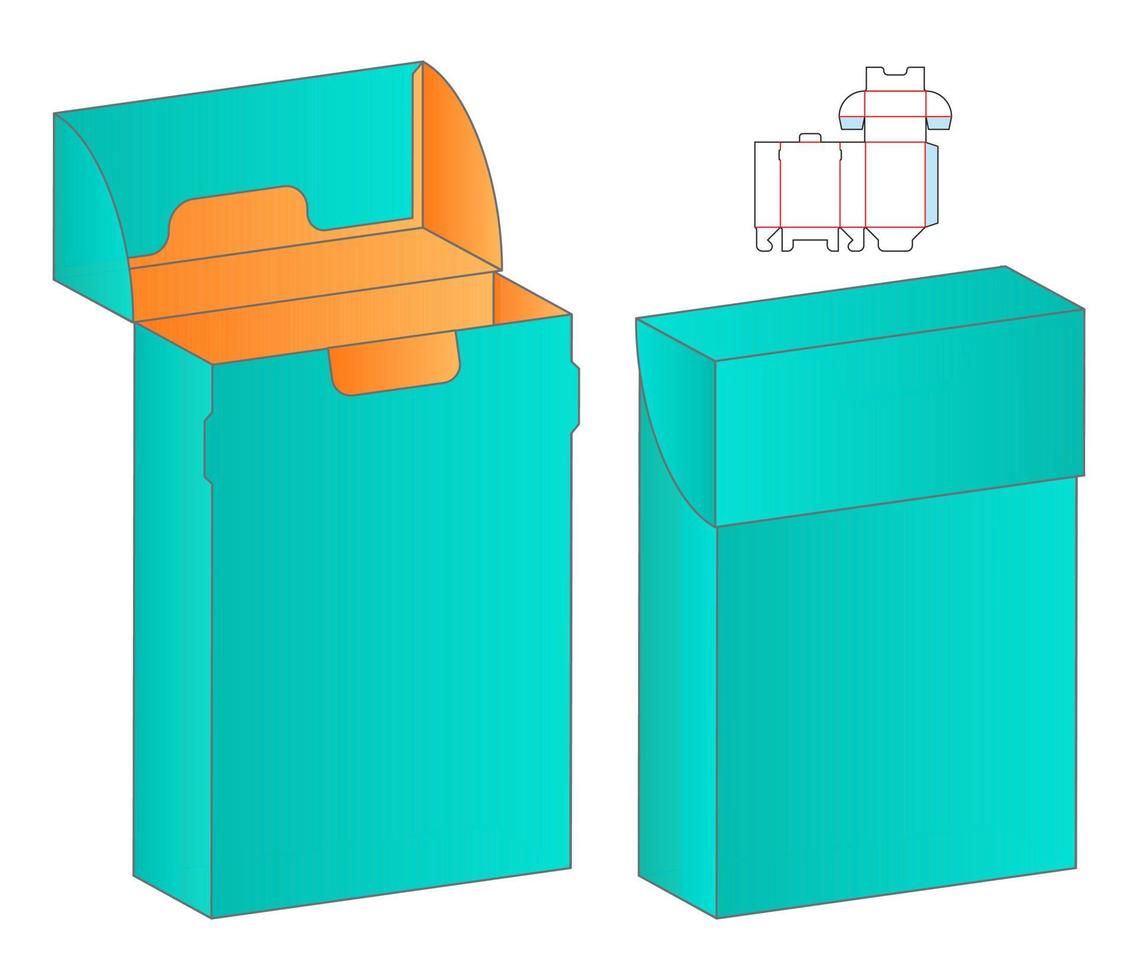 diseño de plantilla troquelada de embalaje de caja. Maqueta 3d vector