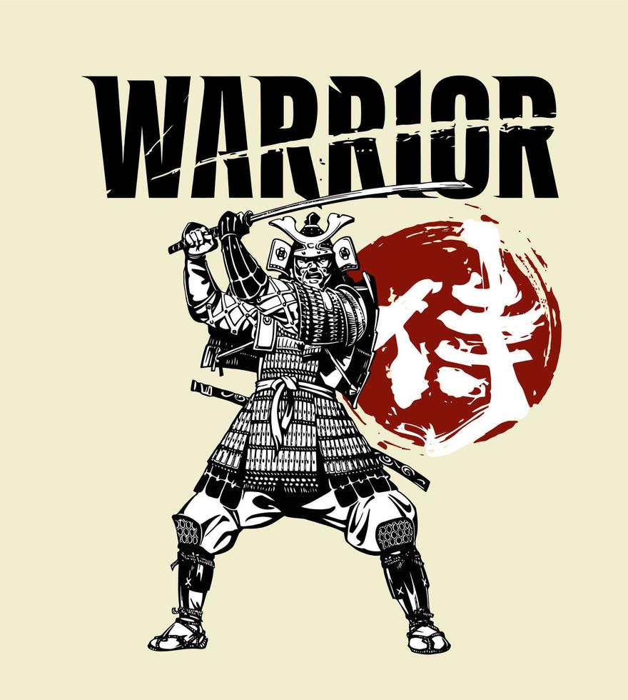 vector de ilustración de arte samurai de japón