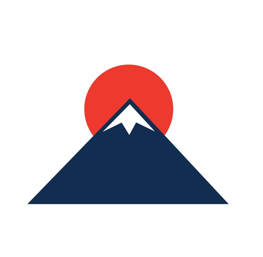 monte fuji y amanecer vector icono plano