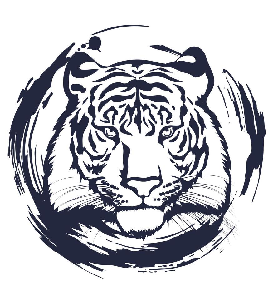 Tiger head. Silhouette of a tiger head isolated on white background. vector