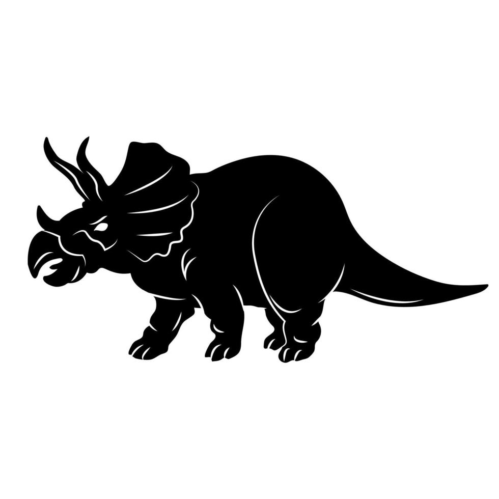 triceratops. silueta de dinosaurio triceratops aislado sobre fondo blanco. vector