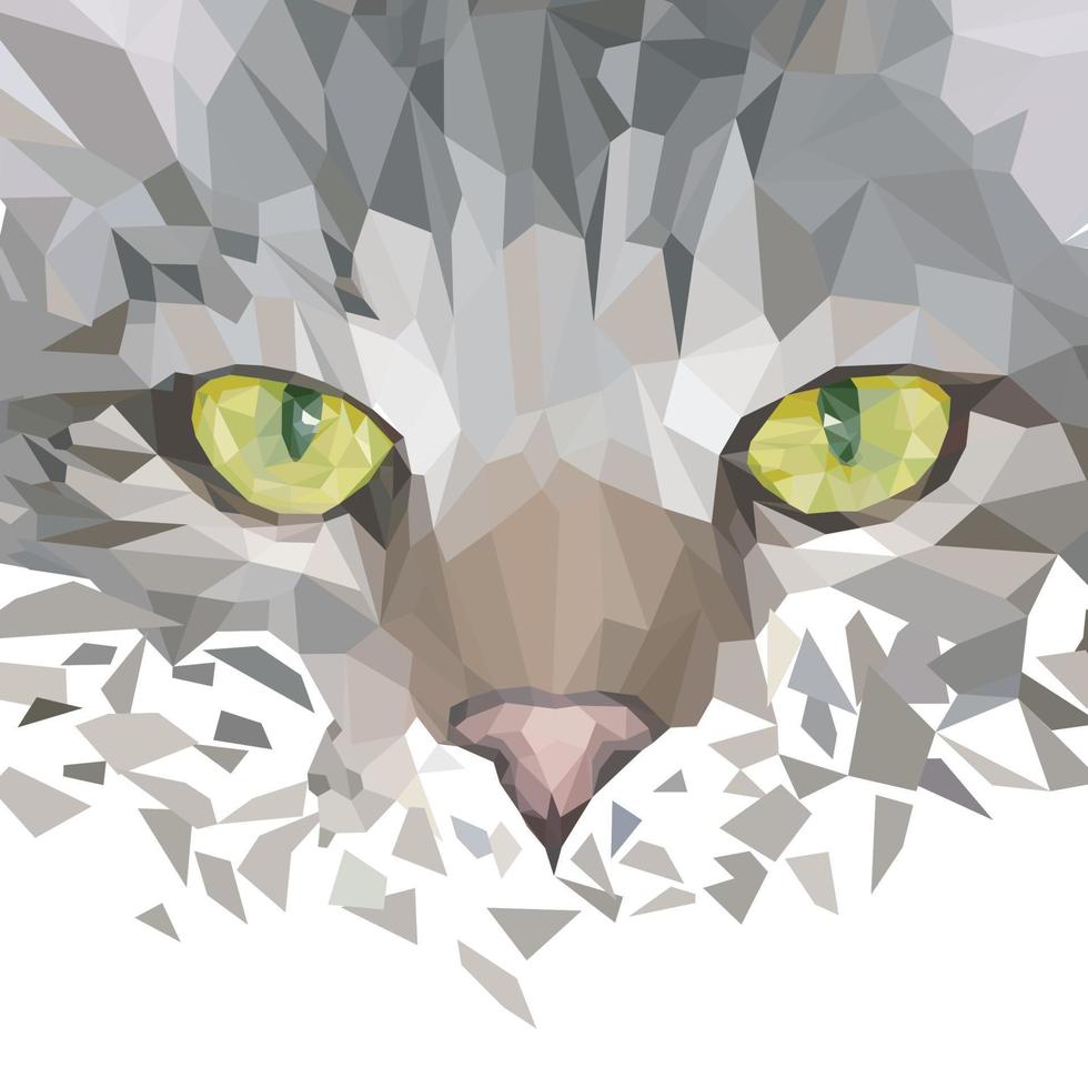 cabeza de un gato atigrado gris con ojos verdes. vector